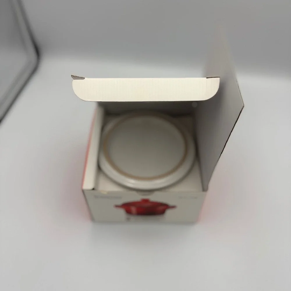 Le Creuset Mini Round Cocotte 14 oz White Stoneware Petite Casserole w/ Lid NEW